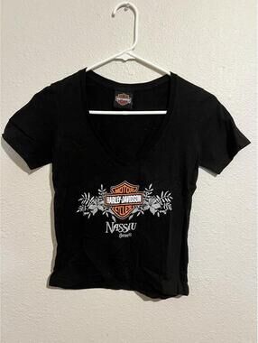 Harley-Davidson‎ Nassau Black V-Neck T-Shirt size Small
